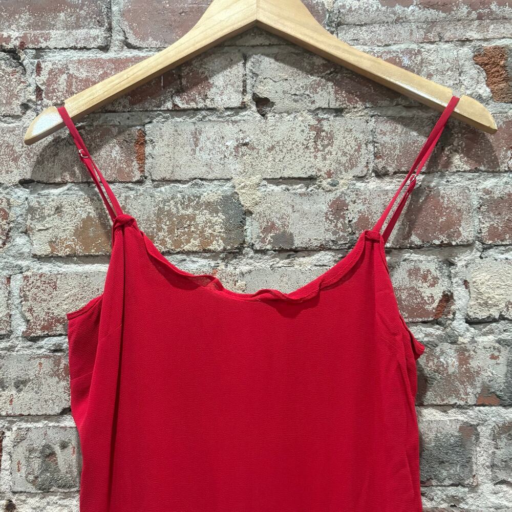 Reformation Cassandra Cherry Red‎ Midi Ruffle Dress Size 8 - Picture 8 of 13